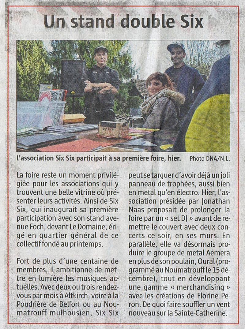 Article de journal à propos de Six Six au Domaine